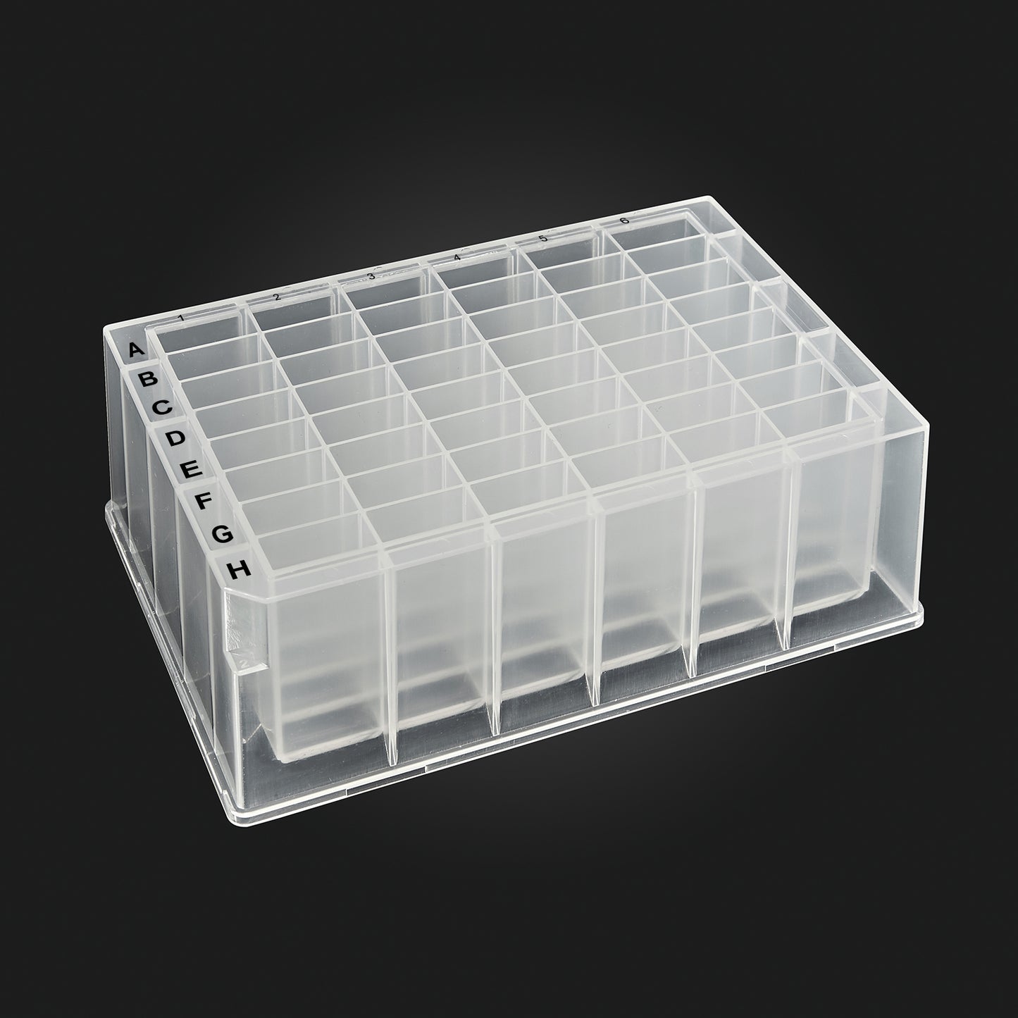 OptiWell™ Deep Well Plate, 48 Square Well, 4.6mL, 41.2mm height, U-bottom, Black Alphanumeric Printing, PP, Sterile, 10 bags of 5 pieces, 50 / CS