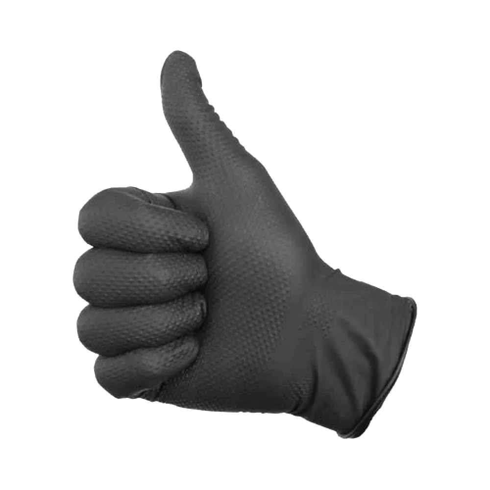 Diamond Textured 6mil Black Nitrile Gloves - 1 case of 1,000 gloves (100/box x 10)
