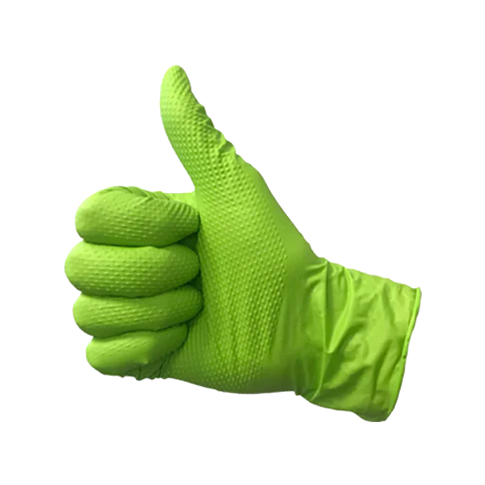 Diamond Textured 6mil Green Nitrile Gloves - 1 case of 1,000 gloves (100/box x 10)