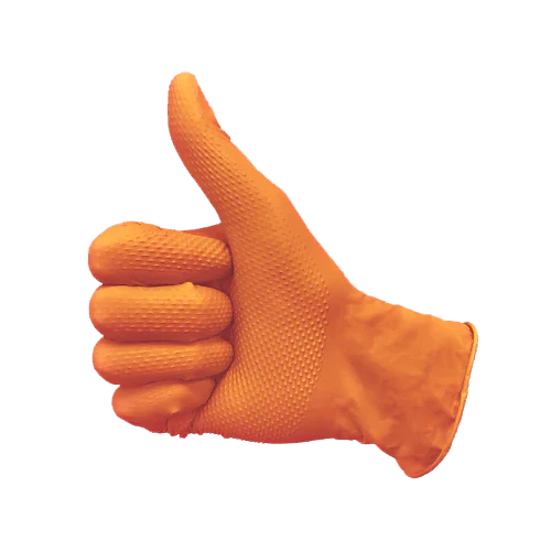 Diamond Textured 6mil Orange Nitrile Gloves - 1 case of 1,000 gloves (100/box x 10)