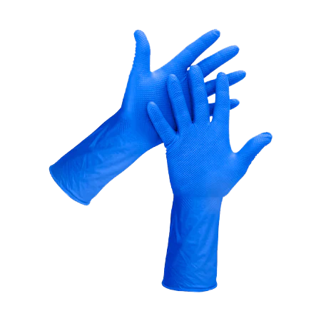 Diamond Textured 9mil Blue Nitrile Gloves, Extended Cuff - 1 case of 500 gloves (50/bag x 10)