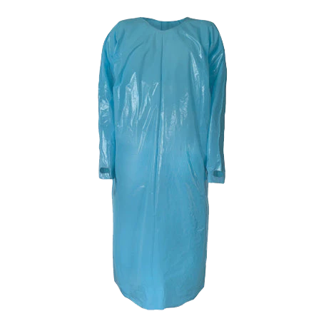Disposable Long Sleeve Blue Thumbloop Smock LDPE - 51x30" - 1 case of 200 sleeved smocks (50/header x 4)
