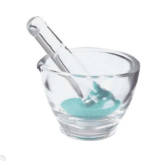 Mortar & Pestle Set, Glass, 114 mL, 93 mm OD; 1 set