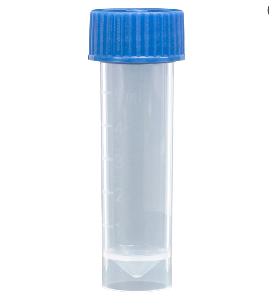 Non-Sterile 5mL Transport Tube with Separate Screw Cap, PP, Self-Standing, Conical Bottom (Case of 1000)