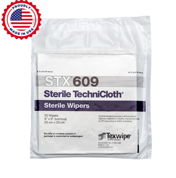 TechniCloth® Sterile Dry Cleanroom Wipes | Nonwoven Polyester/Cellulose | USP <797>/<800> | ISO 5–8. 500 wipes