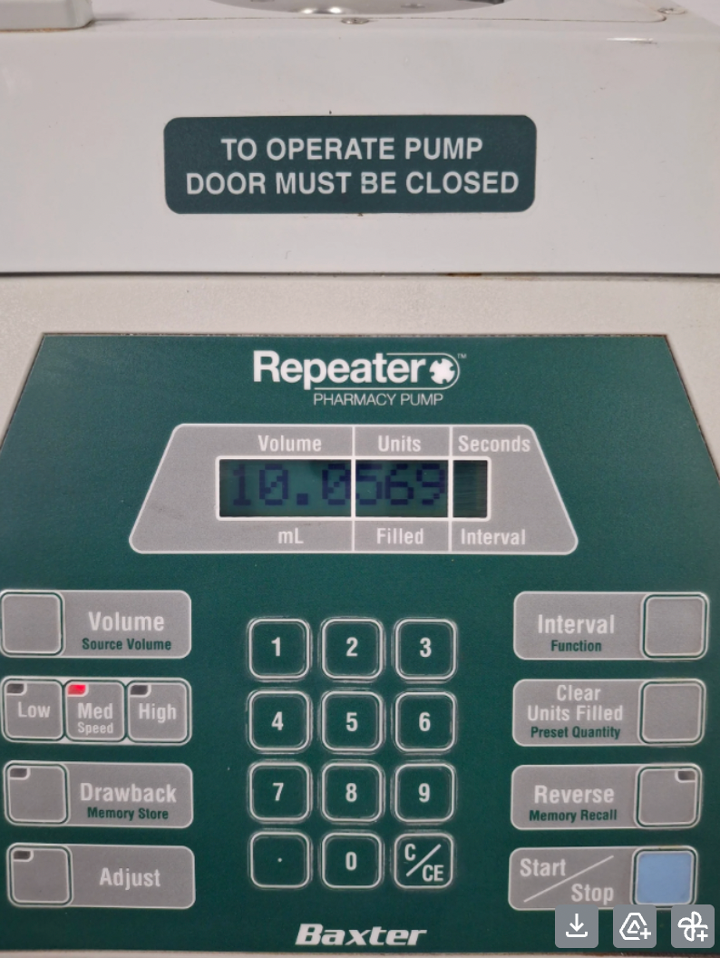 Pre-Owned Baxter Healthcare Baxa Repeater Pump, Benchtop Fluid Dispenser, Pharmacy Compounding, Fully Tested