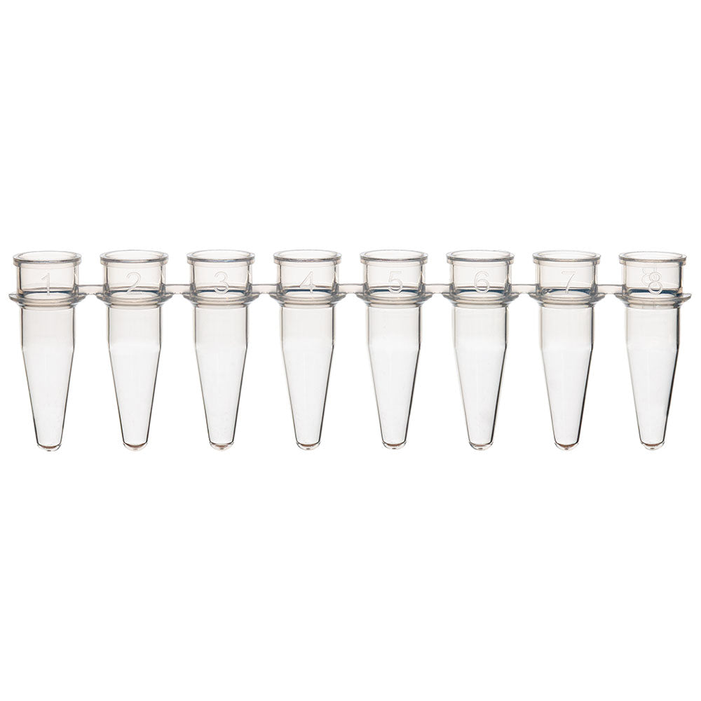 PCR 8-strip tubes, 0.2mL, PP, natural, no caps