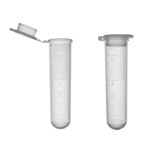 Round Bottom Tube with Attached Snap Cap, 7mL, Molded Graduations, Frosted Marking Area, Sterile, 10 bags of 100 tubes, 1000/cs