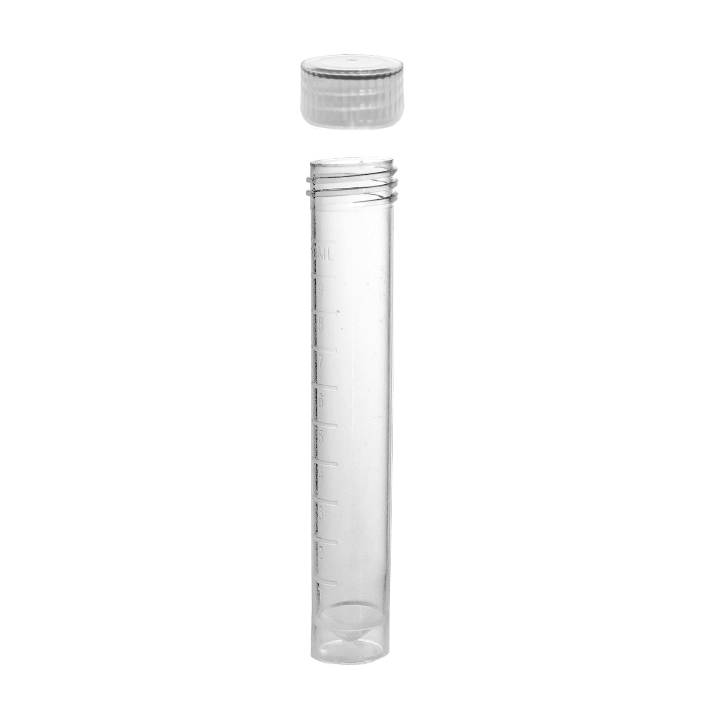 Transport Tube, non-sterile, 16 x 92mm, 10ml, with separate O-ring screw-cap, printed graduations, self-standing, 10 bags of 100 tubes and caps, 1000 per case