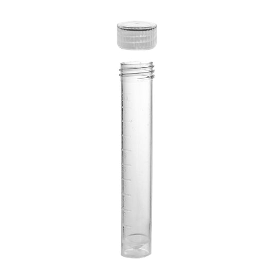 Transport Tube, non-sterile, 16 x 92mm, 10ml, with separate O-ring screw-cap, printed graduations, self-standing, 10 bags of 100 tubes and caps, 1000 per case