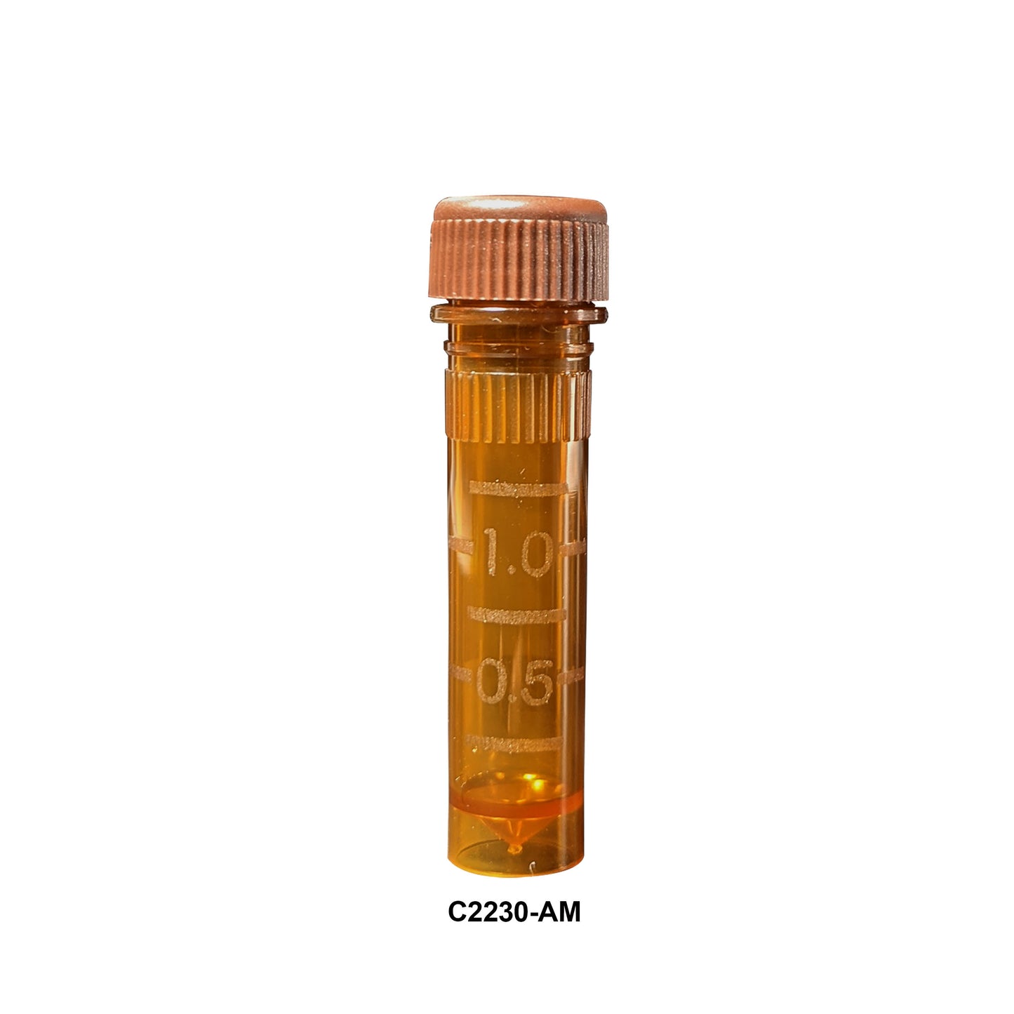 Screw-cap microtubes, 2.0mL, amber color, with O-ring, sterile, molded graduations, amber caps attached, 100 per bag, 1000/case