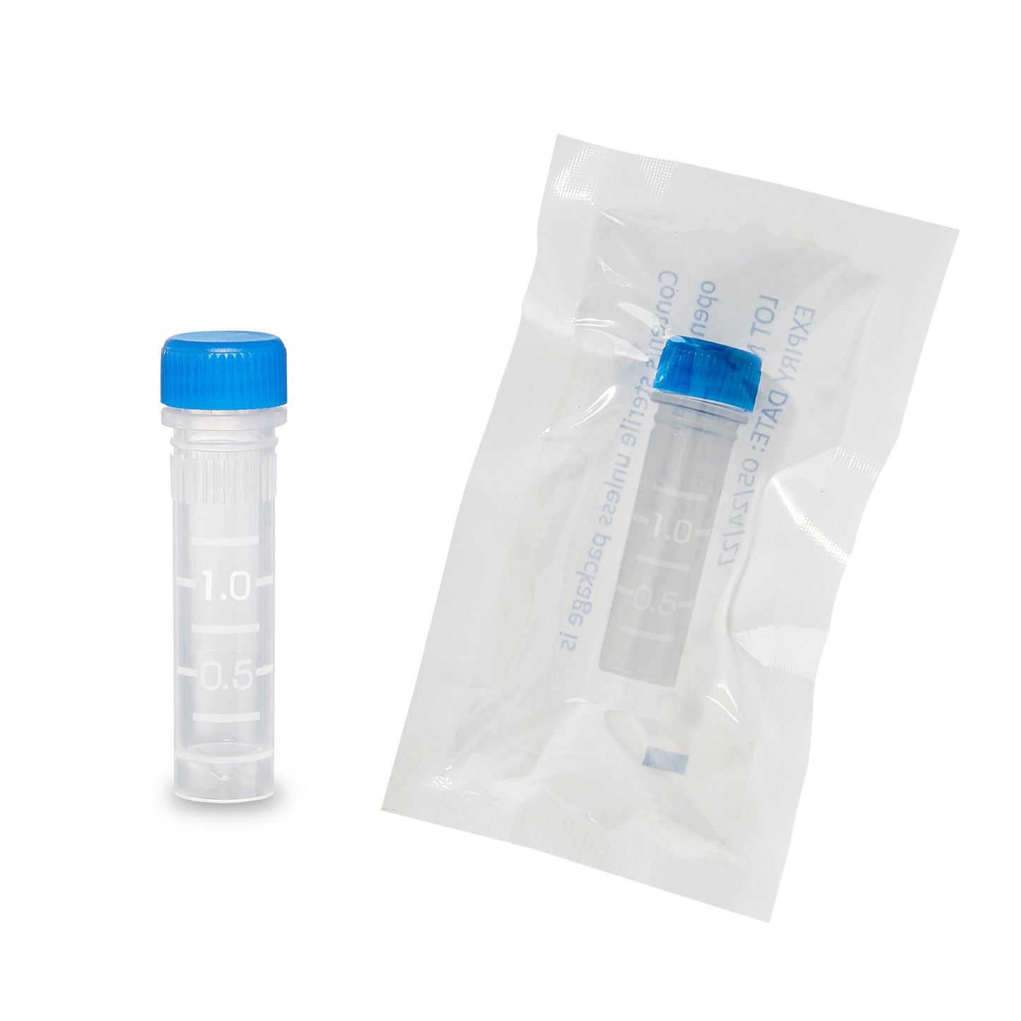 Screw-cap microtubes, 2.0mL, with O-ring, , molded graduations, caps attached, sterile, individually wrapped, 500/cs