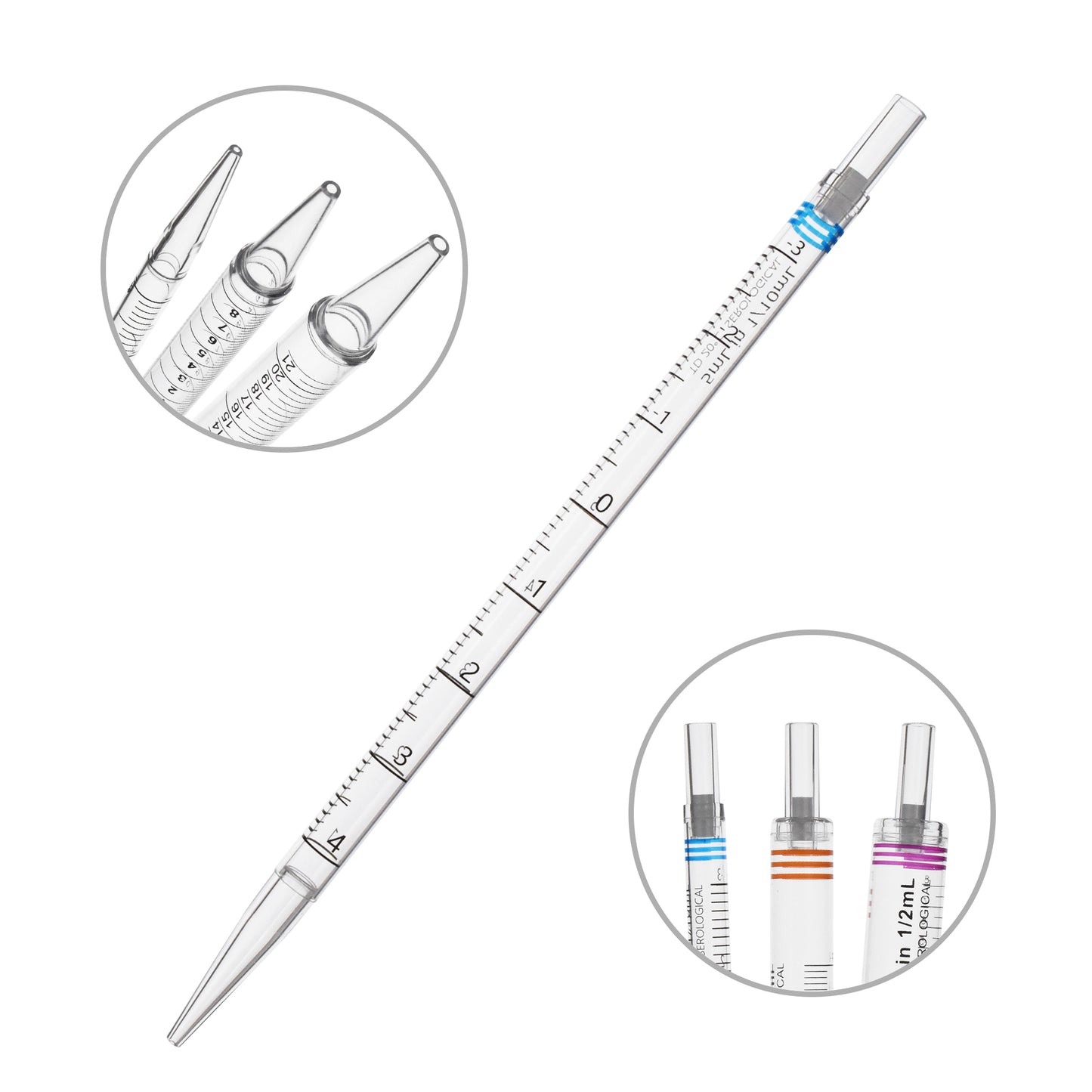 Serological Pipettes, 5mL, Short, 230mm (9 in.) Length, sterile, blue coded, positive and negative graduations, individually wrapped, 200/cs