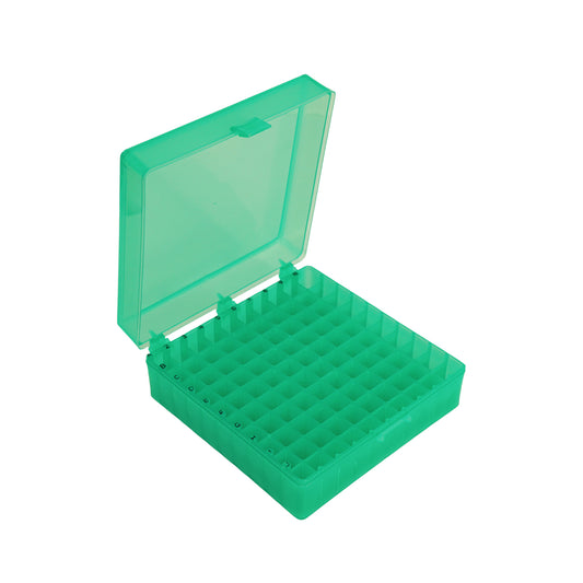 Storage Box, hinged lid, 100 x 1.5mL, Green, 5/pk