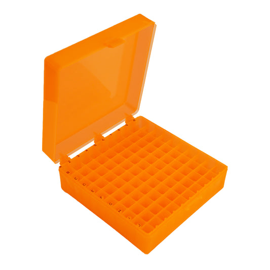 Storage Box, hinged lid, 100 x 1.5mL, Orange, 5/pk