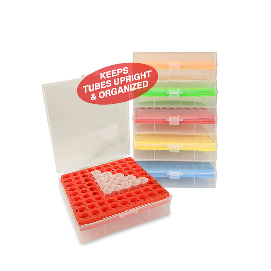 BetterBox™ Storage Box with hinged lid, 81 x 1.5mL to 2.0mL Microtubes pack of 5, assorted colors