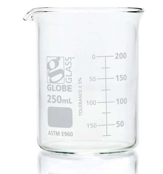Glass Beakers, Low Form, Globe Scientific Glass Griffin Beakers, 10 mL–1000 mL, Case Qty
