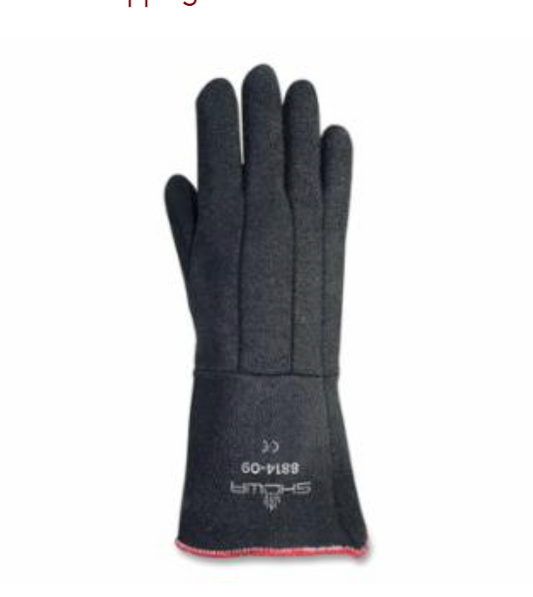 Heat-Resistant Gloves, Neoprene, Cotton/Polyester Lining, 14 in, Black, Large, 1 dozen