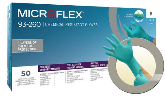 Non-Sterile MICROFLEX® Chemical-Resistant Nitrile/Neoprene Gloves, 7.8 mil, Green, 50 gloves