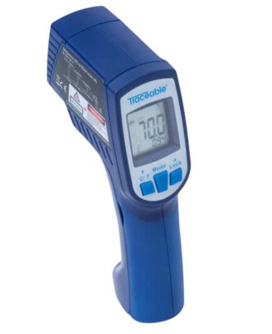 Dual-Laser Infrared Thermometer with Type K, -76 to 1022 °F, 12:1 Ratio, NIST-Traceable Calibration