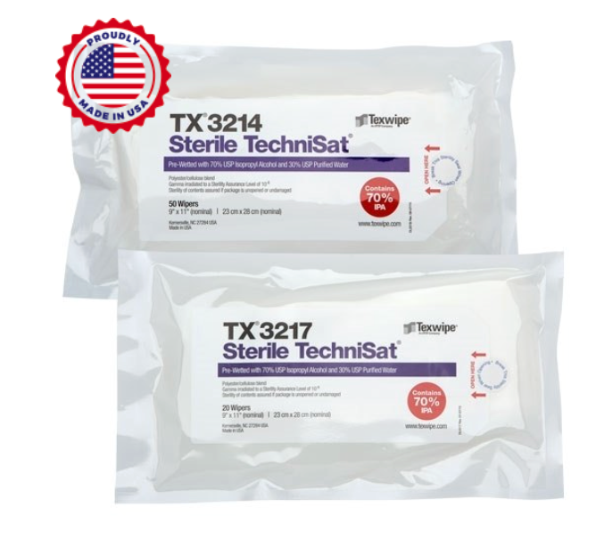 TechniSat® Sterile Pre-Wetted Cleanroom Wipers | 70% IPA | USP <795>/<797>/<800> | ISO 5–8