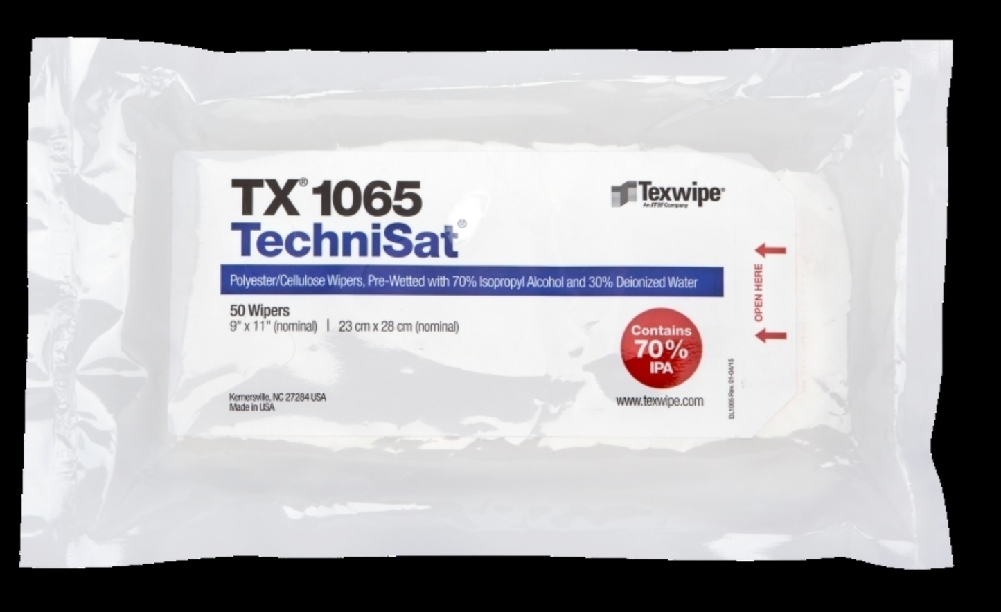 TechniSat® Non-Sterile Pre-Wetted Cleanroom Wipers, | 70% IPA | USP <795>/<797>/<800> | ISO 5–8