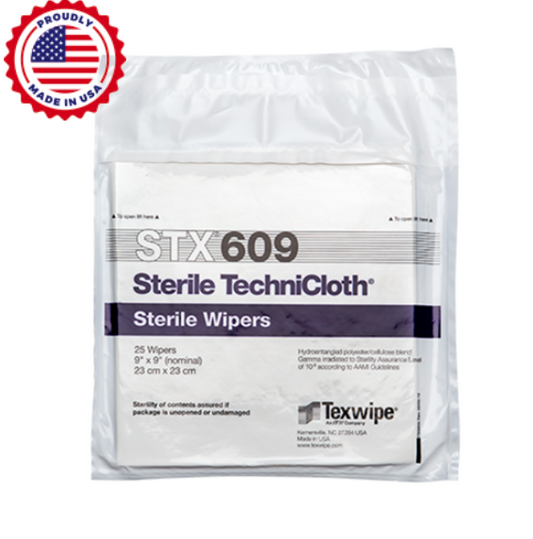 TechniCloth® Sterile Dry Cleanroom Wipes | Nonwoven Polyester/Cellulose | USP <797>/<800> | ISO 5–8.  500 wipes