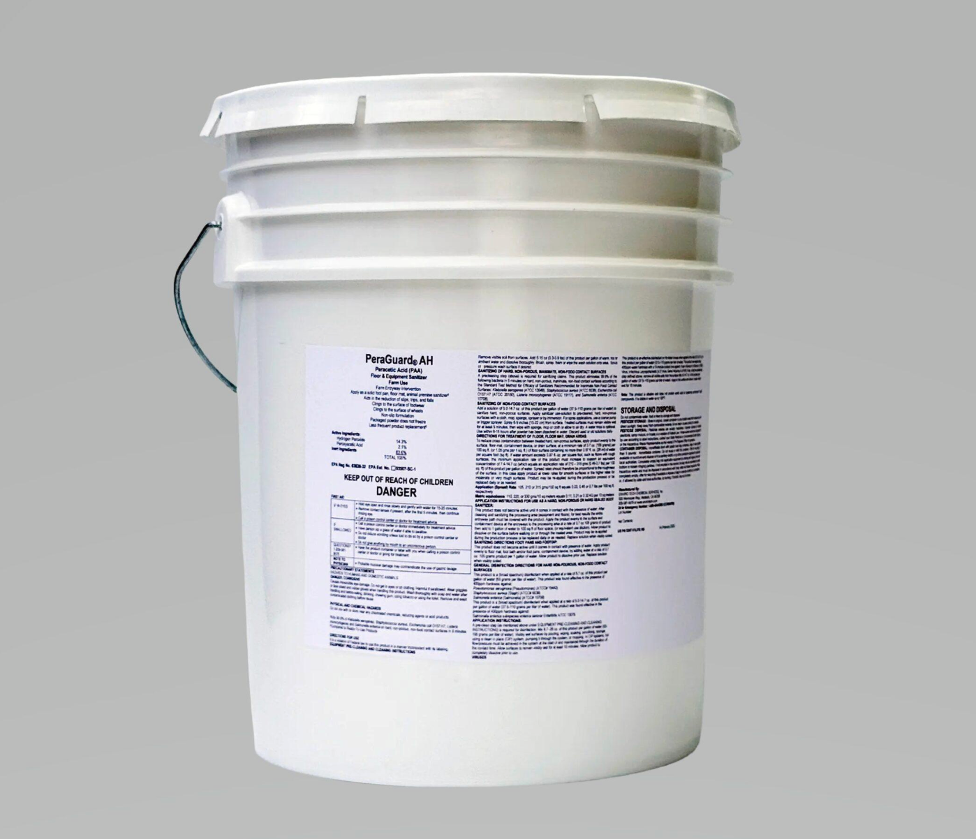 PeraGuard® Dry Peracetic Acid Sanitizer, Granular, EPA Registered, Moisture-Activated, Floor & Equipment Sanitizer.  40lb pail