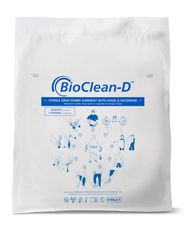 Sterile BioClean-D™ Drop-Down Coverall w/ Hood, CleanTough™ Fabric, USP 797/800, Case of 20