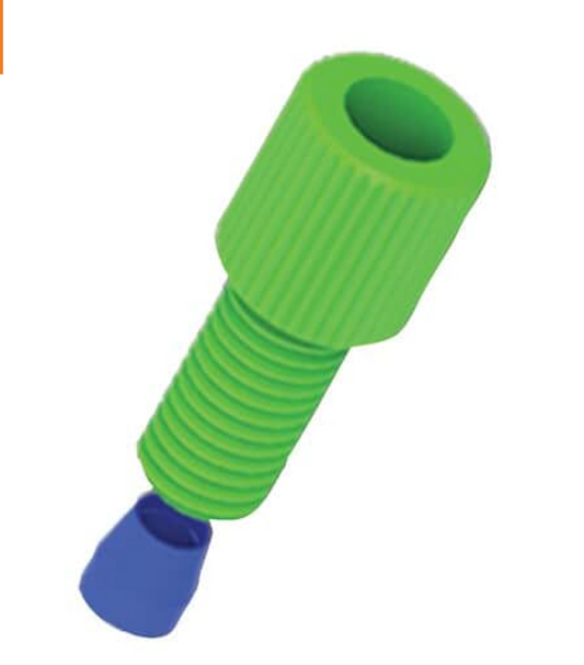 VapLock™ Fitting, Green PP w/ Blue ETFE, Straight, Compression to Threaded Adapter, 1/16" OD x 1/4-28 UNF(M); 10/PK