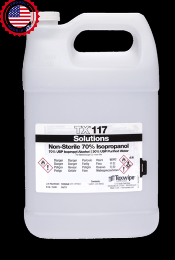 Texwipe® Non-Sterile 70% Isopropyl Alcohol (IPA), USP Grade | USP <795>/<797>/<800>