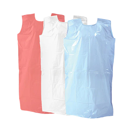 Disposable White Smock LDPE - 51x28" - 1 case of 200 smocks (50/header x 4)