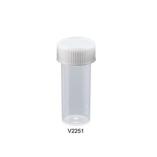 Specimen/Transport Vial, 17x50mm, 7mL, PP, non-graduated, with attached screw-cap, non-sterile, CE, non-toxic, bulk pack of 700