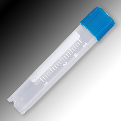 Sample tube, Self Standing, White graduations and marking area, 2-5mL