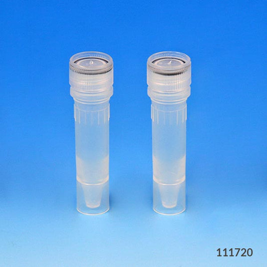 Microtube, 1.5mL, Self-Standing, Attached Screw Cap for Color Insert, with O-Ring, STERILE, PP, 500/Bag, 2 Bags/Unit