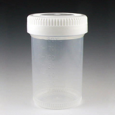 Container: Tite-Rite, 90mL (3oz), PP, 48mm Opening, Graduated, with Separate White Screwcap