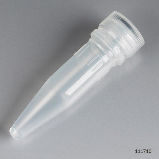 Microtube, 1.5mL, Attached Screw Cap for Color Insert, with O-Ring, STERILE, PP, 500/Bag, 2 Bags/Unit