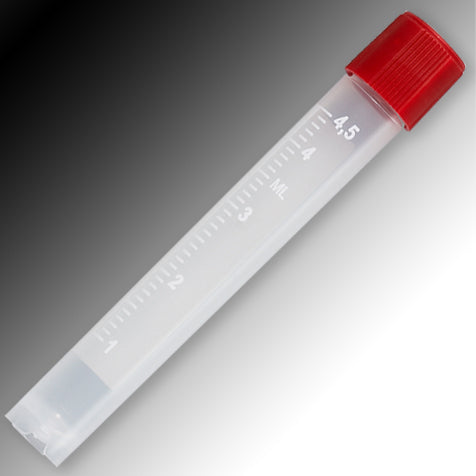 Sample tube, Self Standing, White graduations and marking area, 2-5mL