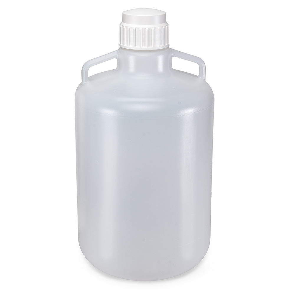 Carboy, Round with Handles, PP, White PP Screwcap, 20 Liter, Molded Graduations, Autoclavable