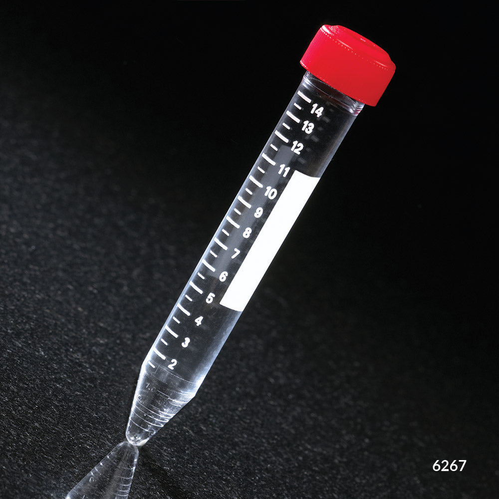 Centrifuge Tube, 15mL, Attached Red Screw Cap, STERILE, PS & PP