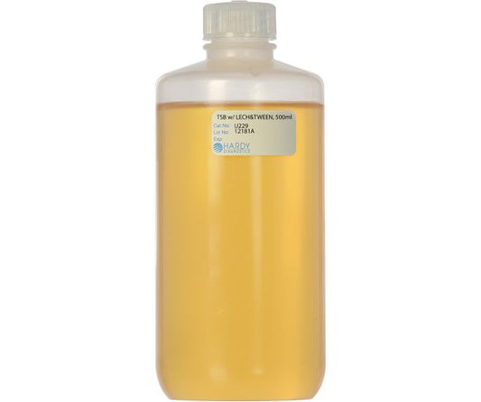 Tryptic Soy Broth (TSB) with Lecithin and Tween 80, 500mL Fill, Polypropylene Bottle.  10 per package